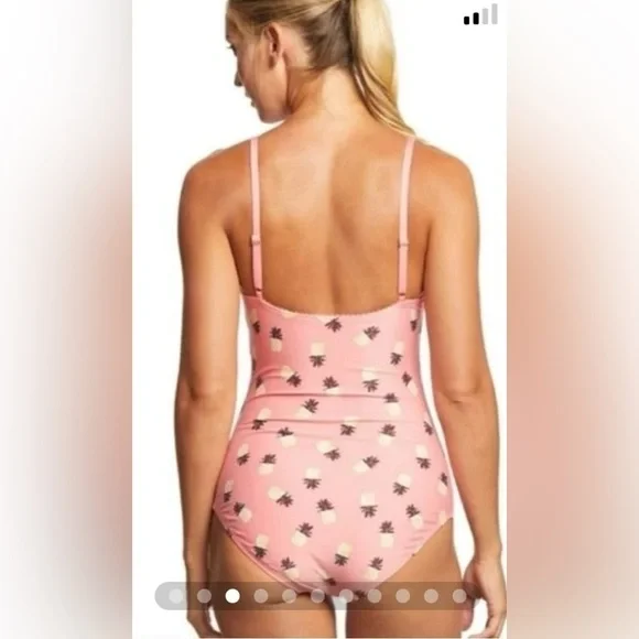 🍍Kate Spade NWT Laniakea Beach One Piece Apricot Pineapple Print Swimsuit Sz S - Picture 11 of 12